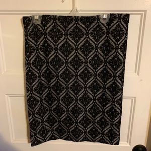 Black knit Victorian pattern pencil skirt